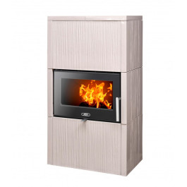 Печь-камин ABX Exclusive высокий XL чёрная сталь кафель перламутр