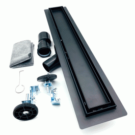 Трап для душа под плитку TIM нержавеющий 40 см черный матовый сифон 360°