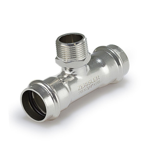 Пресс-тройник из нержавеющей стали Tim с НР резьбой 35х1" мм