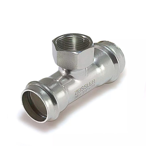 Пресс-тройник из нержавеющей стали Tim с ВР резьбой 28х1/2" мм