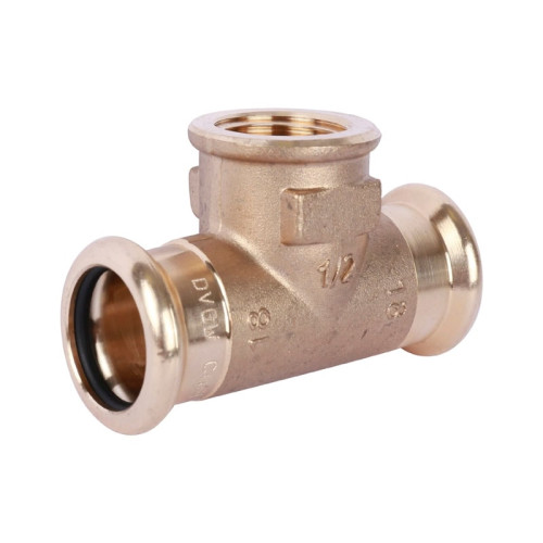 Тройник Sanha 35x1"x35 мм с ВР резьбой бронзовый под пресс арт.18130351