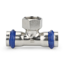 Тройник раструбный Varmega Inox Press с ВР резьбой 28х3/4" мм