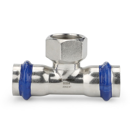 Тройник раструбный Varmega Inox Press с ВР резьбой 42х1" мм