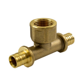 Тройник латунный Varmega Slide-fit с ВР резьбой 16х1/2"мм