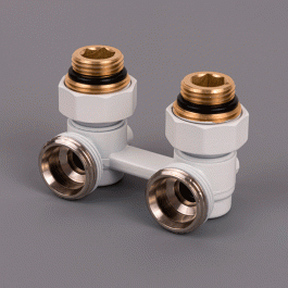 Узел нижнего подключения угловой Delta 3/4"x1/2" D=50 мм белый RAL 9016