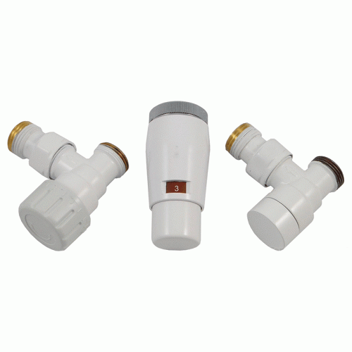 Комплект радиаторный угловой Delta 1/2" с термоголовкой М30x1.5 белый
