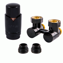 Комплект для нижнего подключения угловой Delta 3/4"x3/4" D=50 мм с термоголовкой М30x1.5 черный