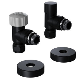 Набор термостатический угловой Royal Thermo Design Pro 15мм М30х1,5 (Черный) под трубки