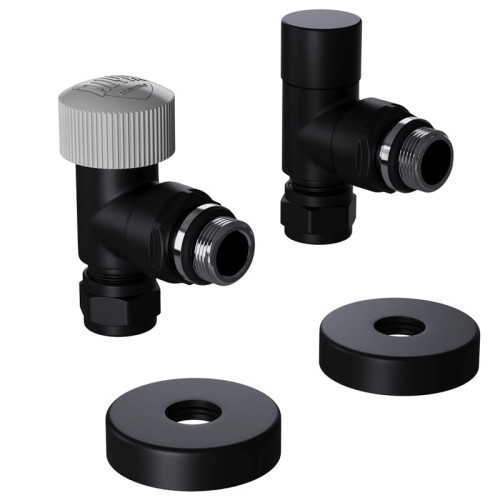 Набор термостатический угловой Royal Thermo Design Pro 15мм М30х1,5 (Черный) под трубки