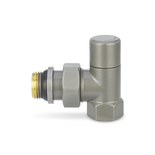 Клапан запорный радиаторный угловой Varmega 1/2" резьба ВР/НР, цвет серый