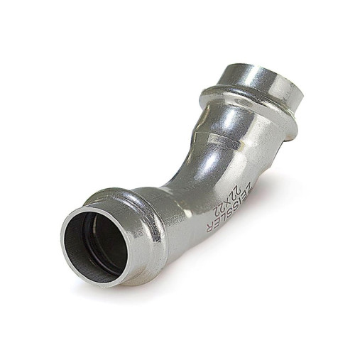 Пресс-угольник двухраструбный 45° из нержавеющей стали Tim 22 мм