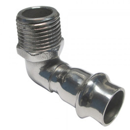 Угол Rommer из нержавеющей стали с НР резьбой 18х1/2" мм