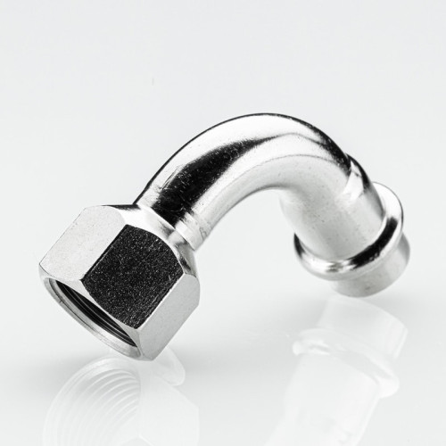 Пресс-отвод 90° Valtec 22х1/2" с ВР резьбой из нержавейки арт.VTi.956.I.002204