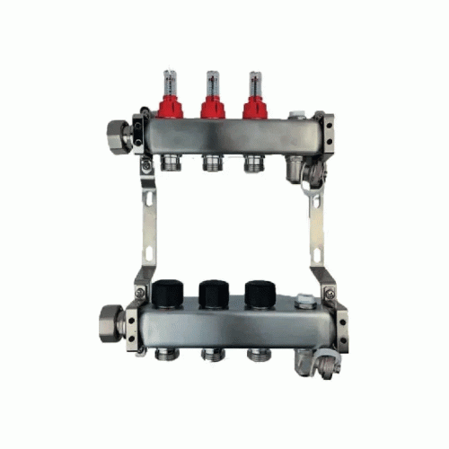 Коллектор с расходомерами сталь нержавеющая Usystems UN на 6 выходов 1"x3/4" евроконус