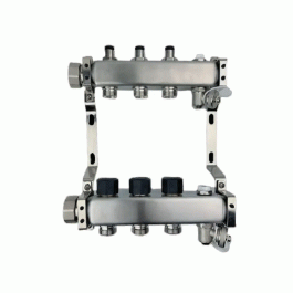 Коллектор с запорными клапанами сталь нержавеющая Usystems UN на 5 выходов 1"x3/4" евроконус