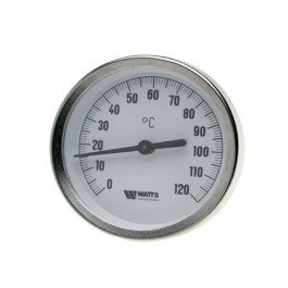 Термометр биметаллический Watts F+R801 (1/2" 120С°.) с погружной гильзой 80х50мм