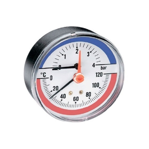 Термоманометр аксиальный Watts F+R818 (1/2" 10 бар 120С° 80мм.)