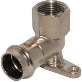 Угол с креплением Rommer ВР резьба из нержавеющей стали 15х1/2" мм