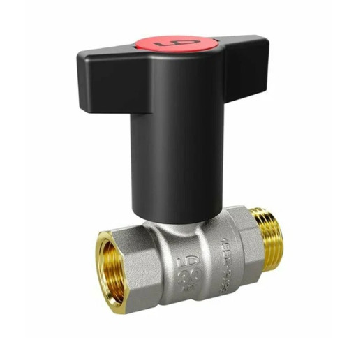 Кран шаровой LD ВР/НР резьба 1/2" Т-образная ручка красная