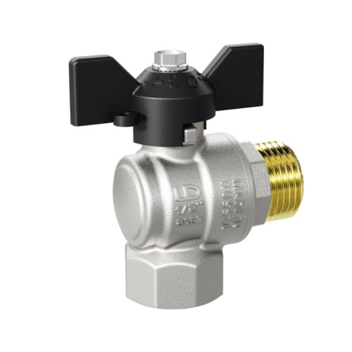 Кран шаровой угловой LD ВР/НР резьба 1" ручка-бабочка