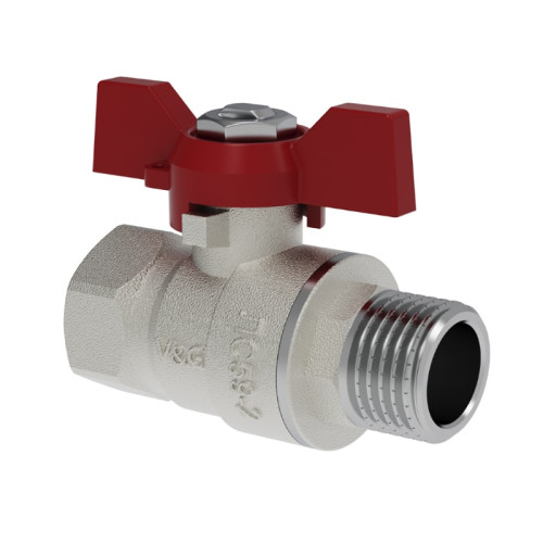 Кран шаровой V&G Valogin 1/2" с ВР/НР резьбой, ручка бабочка