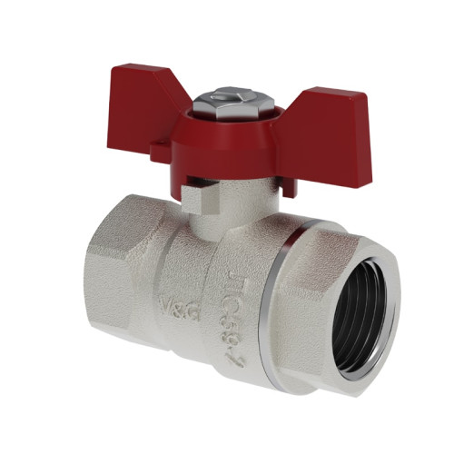 Кран шаровой V&G Valogin 1/2" с ВР/ВР резьбой, ручка бабочка