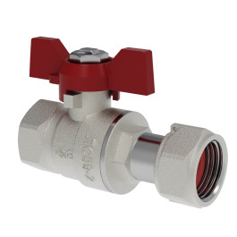 Кран шаровой V&G Valogin 1/2" с НГ гайкой ВР/ВР резьба, ручка бабочка