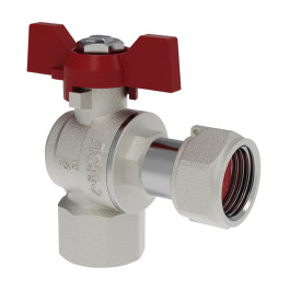 Кран шаровой угловой V&G Valogin 1/2" с НГ гайкой ВР/ВР резьба, ручка бабочка