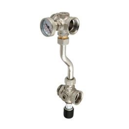 Байпас проходной с перепускным клапаном и термометром Valtec 200 мм арт.VT.0667T.0.0