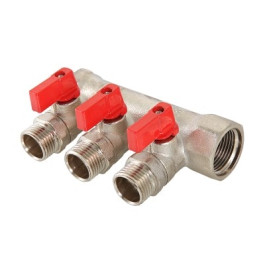 Коллектор Valtec с отсекающими кранами 1"х1/2" 2 выхода арт.VTc.580.N.0602