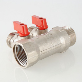 Коллектор Valtec с отсекающими кранами 1"х3/4" 2 выхода под евроконус арт.VTc.580.NE.0602