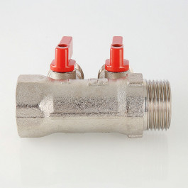 Коллектор Valtec с отсекающими кранами 1"х3/4" 2 выхода под евроконус арт.VTc.580.NE.0602