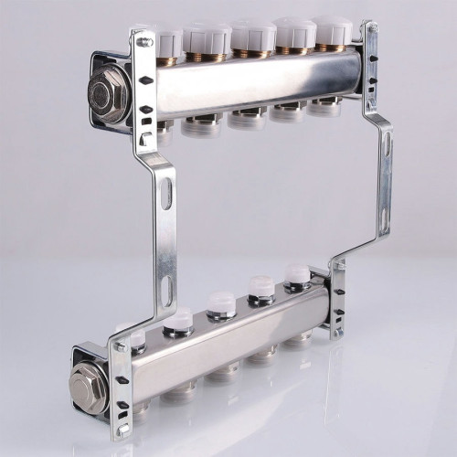 Коллектор Valtec для радиаторов 1"х 3/4" на 10 выходов (нержавейка) арт.VTc.582.EMNX.0610