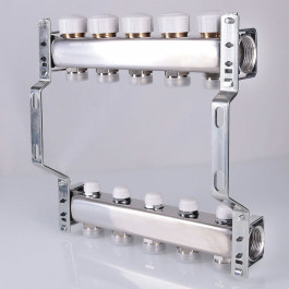 Коллектор Valtec для радиаторов 1"х 3/4" на 8 выходов (нержавейка) арт.VTc.582.EMNX.0608