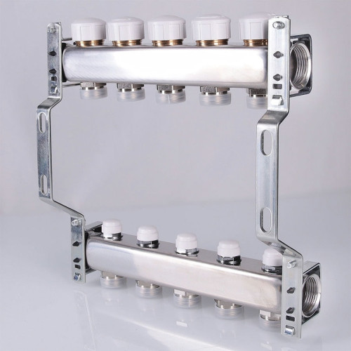 Коллектор Valtec для радиаторов 1"х 3/4" на 10 выходов (нержавейка) арт.VTc.582.EMNX.0610