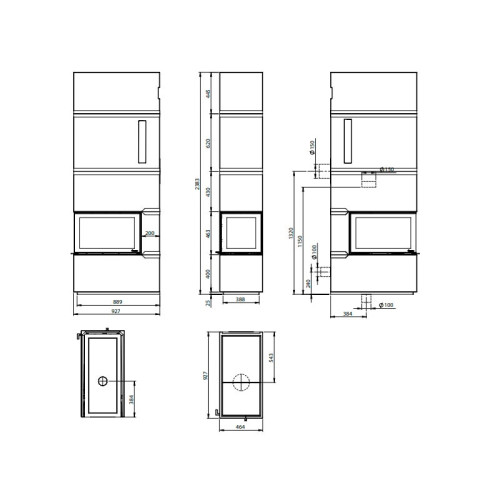 Печь-камин Nordpeis Davos P высокий топка N-29P