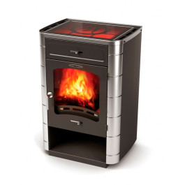 Отопительная печь ТМФ Яуза 2 Антрацит со стеклокерамической плитой