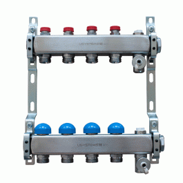 Коллектор с запорными клапанами сталь нержавеющая Usystems FT на 10 выходов 1"x3/4" евроконус