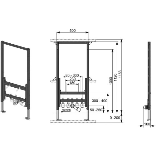 Застенный модуль Tece Profil для установки бидэ (h-1120мм)
