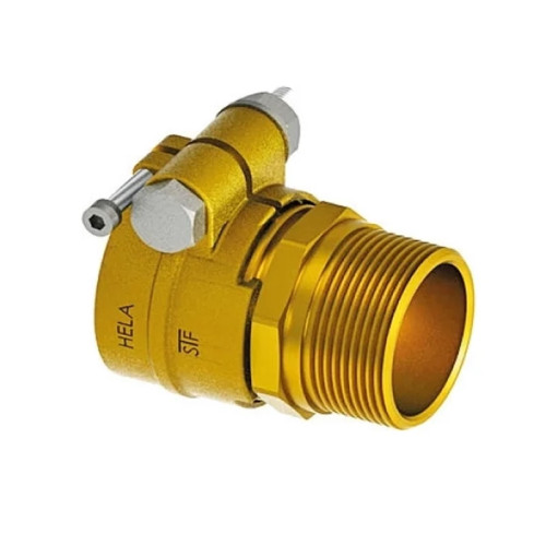 Зажимной наконечник латунный Hela для полимерных труб 90х4" (8.2мм) Зажимной наконечник латунный Hela для полимерных труб 90х4" (8.2мм)