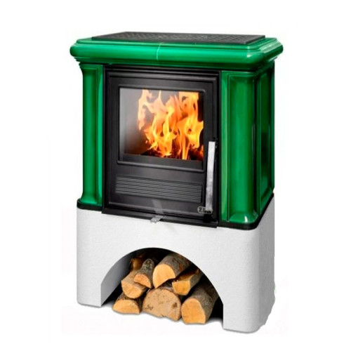 Печь-камин ABX Ikaria KI белый цоколь зелёный