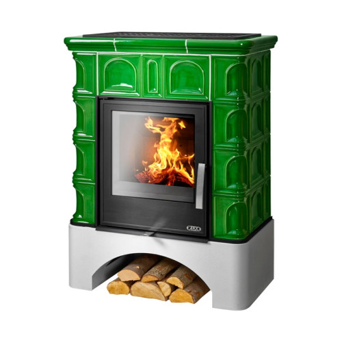 Печь-камин ABX Britania KI белый цоколь зелёный