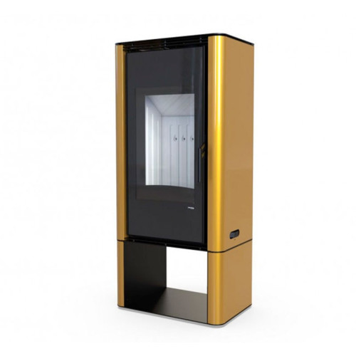 Печь-камин Defro Home Solum Log 9 кВт золотая сталь