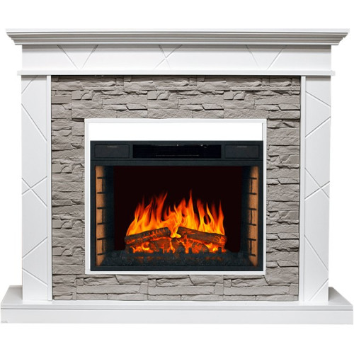 Royal Flame Basel - Белый / Сланец серый с очагом Vision 26 LED FX