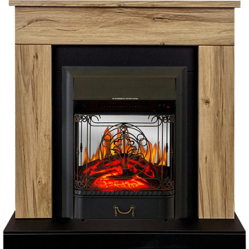 Royal Flame Bergen (Разборный) - Дуб галифакс (Ширина 900 мм) с очагом Majestic FX M Black