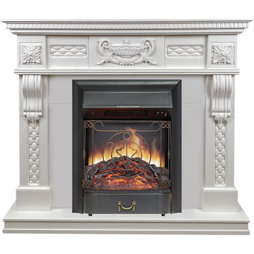 Royal Flame Corsica - Матовый белый (Ширина 1100) с очагом Majestic FX Black