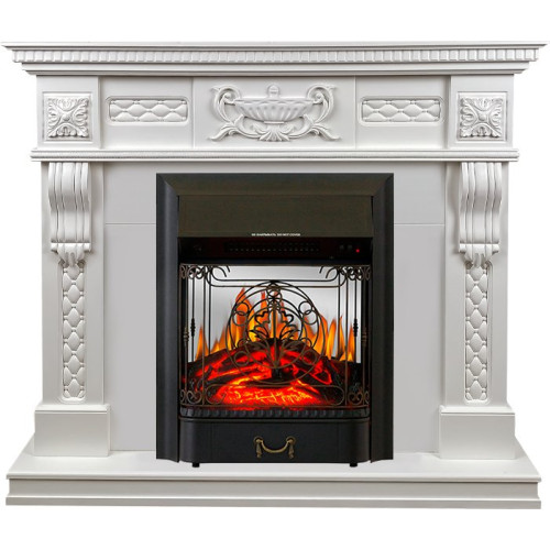 Royal Flame Corsica - Матовый белый (Ширина 1100) с очагом Majestic FX M Black
