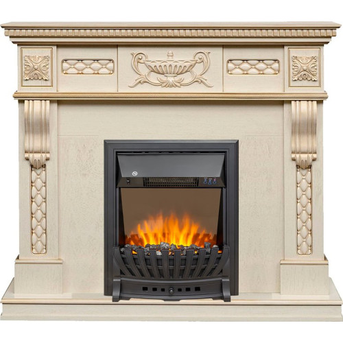 Royal Flame Corsica - Слоновая кость с патиной (Ширина 1100) с очагом Aspen Black