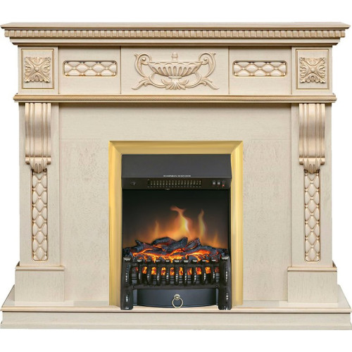 Royal Flame Corsica - Слоновая кость с патиной (Ширина 1100) с очагом Fobos FX Brass
