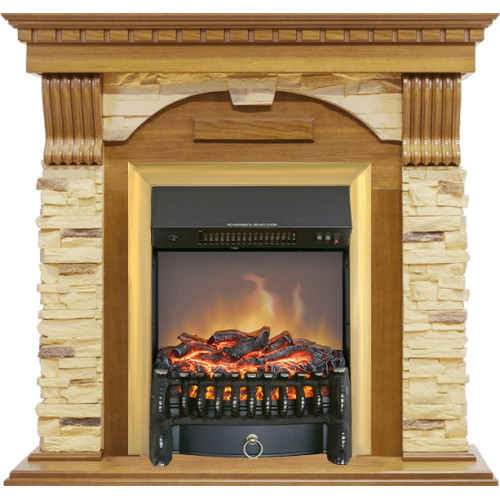 Royal Flame Dublin -  Дуб / Сланец с очагом Fobos FX M Brass